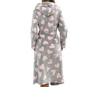 Womens Dressing Gown Long, Women Fleece Robe Long Sleeve Soft Bathrobe With Belt Cozy Loungewear For Home Spa Relaxation Comfortable Sleepwear Garment