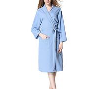 Women'S Dressing Gown Plus Size - Kimono Robes Long Knit Bathrobe Lightweight Soft Knit Sleepwear (Light Blue S)