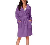 Women's Dressing Gown Short Bathrobe Women's Terry Towelling Lapel Pyjamas Plain Bathrobe Warm Sleepwear with Belt Bathrobe Kimono Bathrobes Loose Leisure Suit Winter House Coat Women's Bathrobe