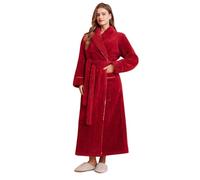 womens dressing gowns fluffy Ladies Dressing Gowns Warm and Cosy Flannel Soft Long Bathrobe Fluffy Robe with Pockets Full Length Winter hooded towelling bath robes for women plus size extra long