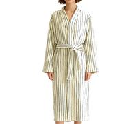 Womens Dressing Gowns Women'S Coral Fleece Nightgown Thickened For Autumn And Winter Long Home Bathrobe With Stripes Shower Wrap Towel Women Short Green M Dry Robes Adult Robe Bath Housecoats Uk