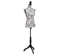 Women's Dressmaker's Dummy Torso Black White Polyester with Adjustable Height 133-168 cm Including Tripod and Solid Wood Thistle Top for Clothing Shops, Fashion Design and Trying On