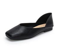 Women's Dressy Ballet Flats Square Toe Comfortable Slip On Shoes for Wedding Guest Bridal Reception Dancing,Black,6 UK