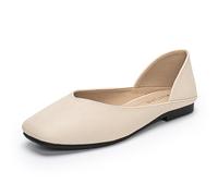 Women's Dressy Ballet Flats Square Toe Comfortable Slip On Shoes for Wedding Guest Bridal Reception Dancing,Apricot,4.5 UK