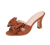 Women's Dressy Bow Block Heel Slides, Open Toe Mules with Bow Detail for Cocktail Parties and Special Events