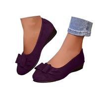Womens Dressy Flats Slip On Ballet Comfort Shoes, Lightweight Pointed Toe Flats Foldable Travel Work Casual Shoes, Elegant Bow Detail, Walking Flats for Office Wedding Holiday Purple