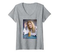 Womens Drew Barrymore E.T. Scream Actor by Michael Grecco V-Neck T-Shirt