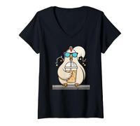 Women's Drink Cold Brew Coffee with a Cool Hen in the Night City V-Neck T-Shirt