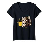 Women's Drink Drank Drunk Funny Drinking Party Statement V-Neck T-Shirt