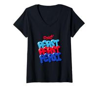 Women's Drink Pepsi Colorful Bubble Letter Retro Pop Art PAPL1420 V-Neck T-Shirt