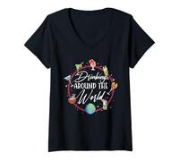 Women's Drinking Around The World V-Neck T-Shirt