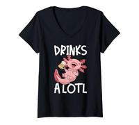 Women's Drinks A Lotl Beer Drunk Axolotl V-Neck T-Shirt