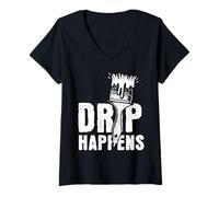 Womens Drip Happens Funny Professional House Painter V-Neck T-Shirt