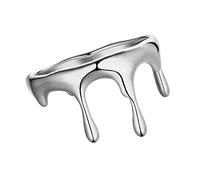Women's Dripping Drop Ring 18K Gold Stainless Steel Statement Band Ring Unique Gift, Stainless Steel, No Gemstone