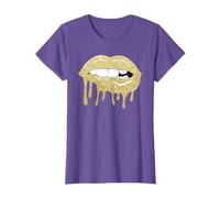 Women's Dripping Lips Gold Kiss Gold Lip Biting Gold Lips T-Shirt