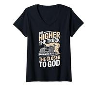 Womens Driven Faith and Diesel Trucking Jesus Christian Trucker V-Neck T-Shirt