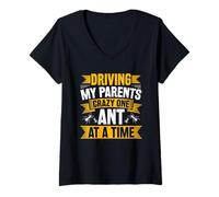 Womens Driving My Parents Crazy One Ant at A Time Ant Farm V-Neck T-Shirt