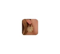 Women's Drop Dangle Earrings Boho Vintage Flower Earrings for Girls Mandala Fashion Hollow Carved Tribal Ethnic Gypsy Geometric Floral Statement Earrings Prom Beach Jewelry(Gold), E-5123-PG