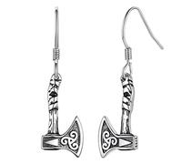 Women's Drop Earrings Nordic Viking Axe Jewelry Plain Silver Celtic Knot Norse Ear Drops for Male