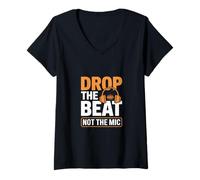 Womens Drop The Beat Not The Mic Audio Engineer V-Neck T-Shirt