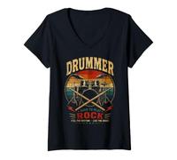 Women's Drummer Born to Play Rock Feel THE Rhythm Drummers V-Neck T-Shirt