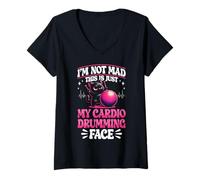 Women's Drumming Fitness cat Cardio Drumming Women V-Neck T-Shirt