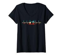 Womens Drumming Lover Drums Heartbeat for Drummers & Percussionists V-Neck T-Shirt