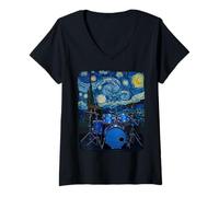 Womens Drums Lover Percussionist & Drummers Drumset Drumming Gifts V-Neck T-Shirt
