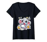 Womens Drunk Wasted Hangover Elephant V-Neck T-Shirt