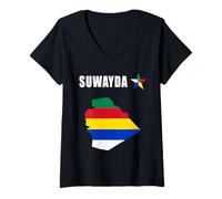 Womens Druze,Druze Flag,Druze Symbol,As Suwayda,Syria,Suwayda map. V-Neck T-Shirt