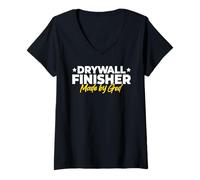 Women's Drywall Finisher Made By God V-Neck T-Shirt