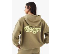 Womens DSGN Studio Run Club Oversized Printed Hoodie Khaki XXL
