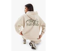 Womens DSGN Studio Run Club Oversized Printed Hoodie Stone XXL