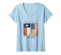 Women's Dual Citizen Texas Pride Born and Raise USA TX Map Flag V-Neck T-Shirt
