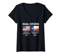 Women's Dual Citizen Texas Pride Born and Raise USA TX Map Flag V-Neck T-Shirt