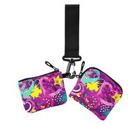 Women's Dual Wallets Busniess Card Cases 1970s Disco Retro Grunge Graffiti Cute Fashion Wristlet Wallet Key Holder with Zipper Pocket for Women Men 2 Pcs, 1970S disco retro grunge graffiti18, 4.13" x
