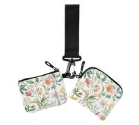 Women's Dual Wallets Busniess Card Cases Cute Spring Flowers Rustic White Slim Detachable Identity Card Protector with Zipper Coin Pocket for Men Women 2 Packs, cute spring Flowers rustic333, 4.13" x
