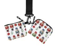 Women's Dual Wallets Busniess Card Cases, Money Organizers | Small Portable, with Keychain, 2 Packs, Office Work, Nutcrackers Soldiers Winter