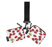 Women's Dual Wallets Busniess Card Cases Slim Detachable Card Wallet Money Organizer with Wristle Strap for Men Women 2 Pcs, unique yellow Distinctive insect ladybugs stays middle crowd, 4.13"(L) x