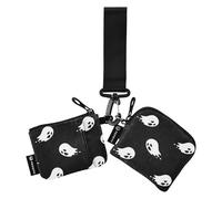 Women's Dual Wallets Busniess Card Cases Small Detachable Card Money Holder with Keychain for Men Women 2 Pcs, pattern All Saints' Day Happy Halloween spooky, 4.13"(L) x 3.5"(W), Travel Accessory