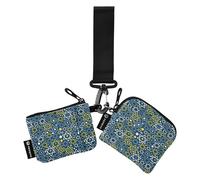 Women's Dual Wallets Busniess Card Cases Small Portable Business Card Holder with Keychain for Ladies Girls 2 Packs, Hanukkah David Stars Blue, 4.13"(L) x 3.5"(W), Travel Accessory