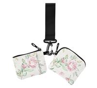 Women's Dual Wallets Busniess Card Cases Vintage Flowers Farmhouse White Thin Flat Card Organizer Purse with Wristle Strap for Men Women 2 Pcs, Vintage flowers farmhouse16, 4.13" x 3.51" & 4.13" x