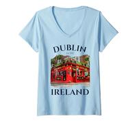 Womens Dublin Ireland Souvenir Irish Pub Temple Bar Style Celtic V-Neck T-Shirt
