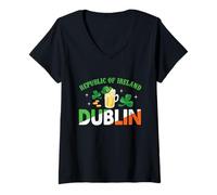 Womens Dublin Ireland St. Patricks Day Celebration Vintage V-Neck T-Shirt