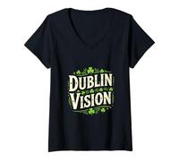 Women's Dublin Vision Vintage Irish Pride Graphic V-Neck T-Shirt
