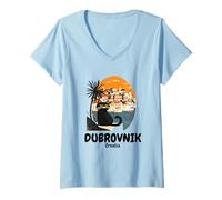 Womens Dubrovnik Croatia Cat / Dubrovnik V-Neck T-Shirt
