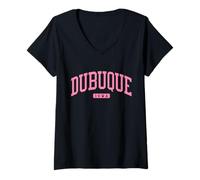 Womens Dubuque Iowa IA College University Style Navy V-Neck T-Shirt