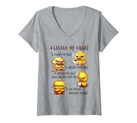 Womens Duck 4 Levels Of Crazy 1 Talks To Self 2 Argues With Self V-Neck T-Shirt