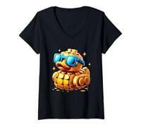 Women's Duck Builder Block Construction Master G0ld Sunglasses Toy V-Neck T-Shirt