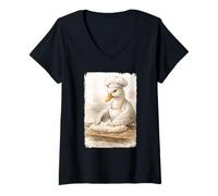 Women's Duck Chef Baking Lover Funny Culinary School Animal Novelty V-Neck T-Shirt